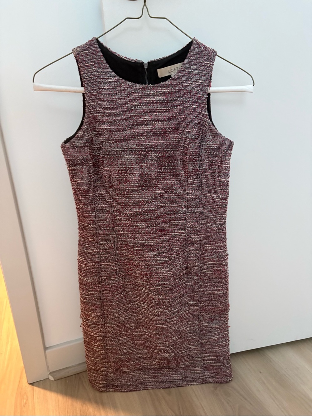 LOFT Tweed Dress in Pink and Black